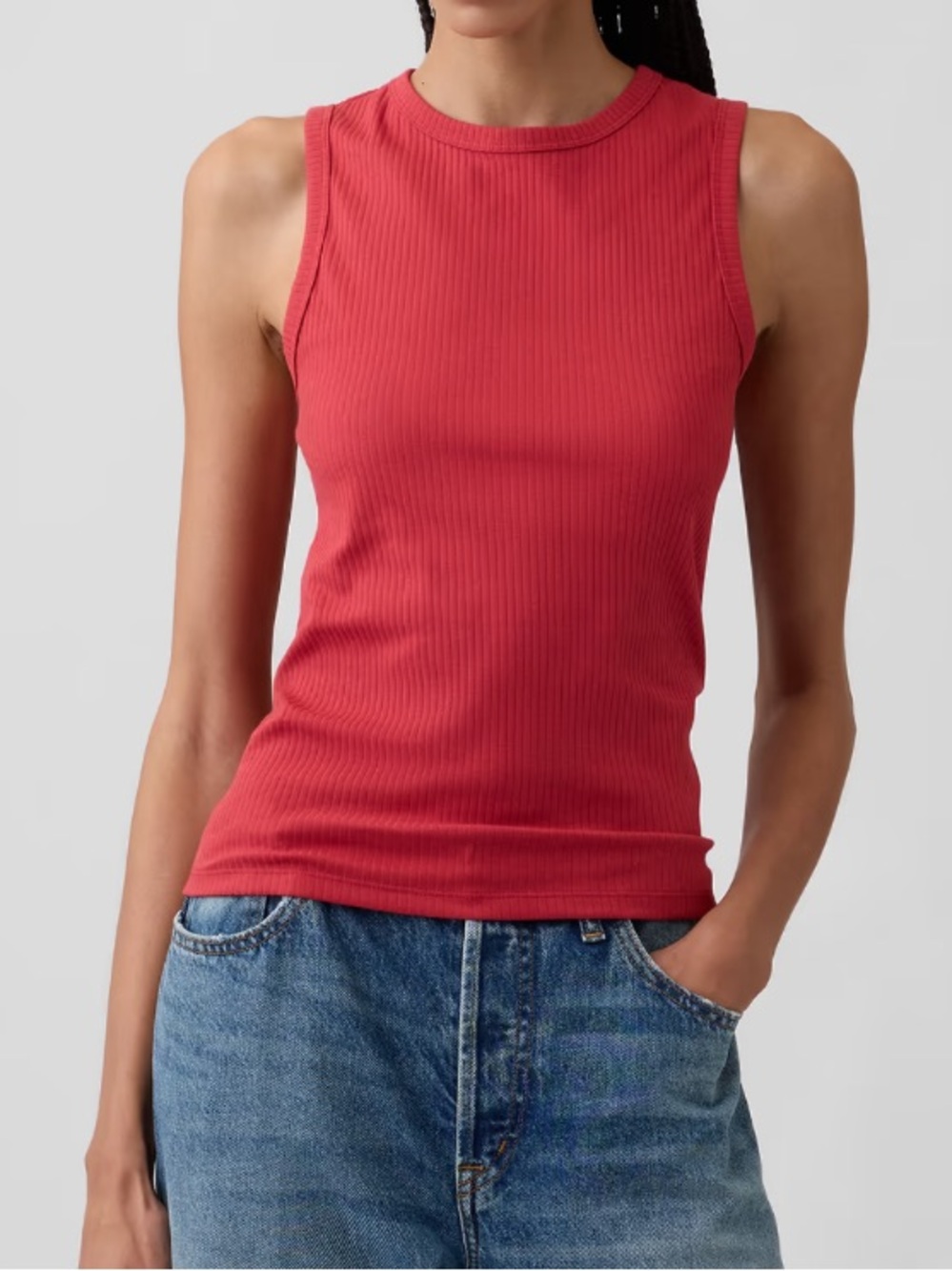 🆕 Gap ribbed shell tank top in chakra red